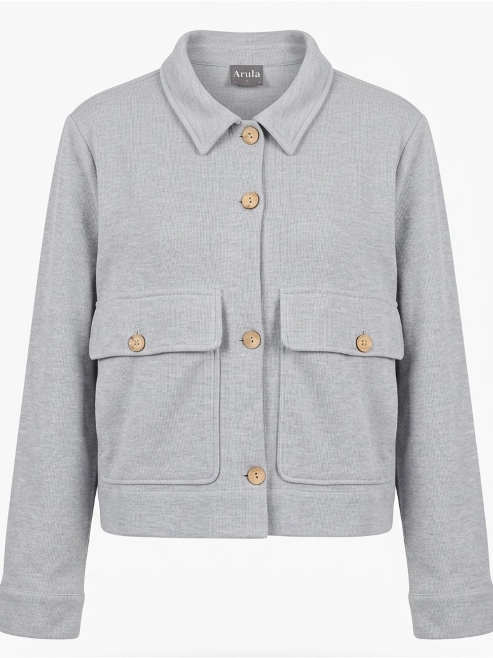 ARULA Gray Button-Front Utility Cropped Jacket with large Pockets - size XL